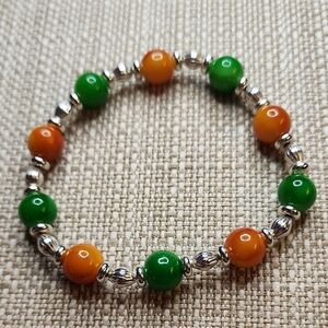 Green and Orange Beaded Bracelet